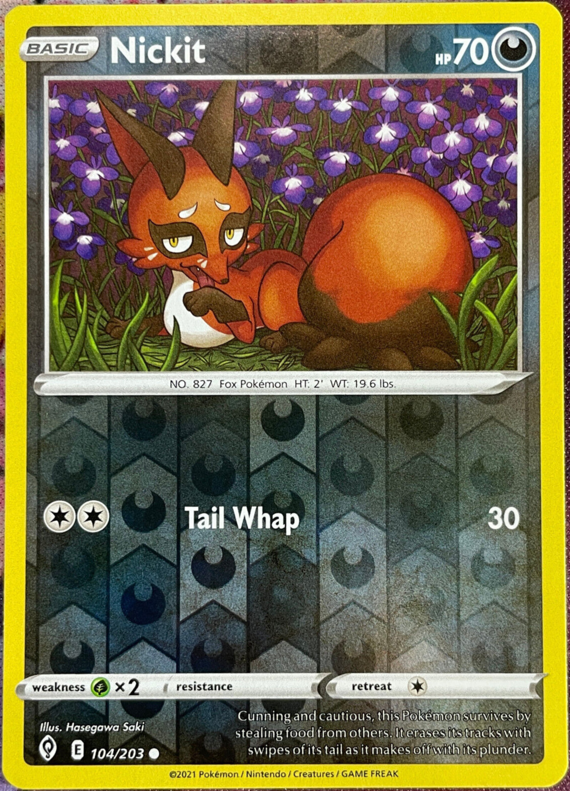 Nickit Reverse Holo – 104/203 – Evolving Skies Pokemon 2021
