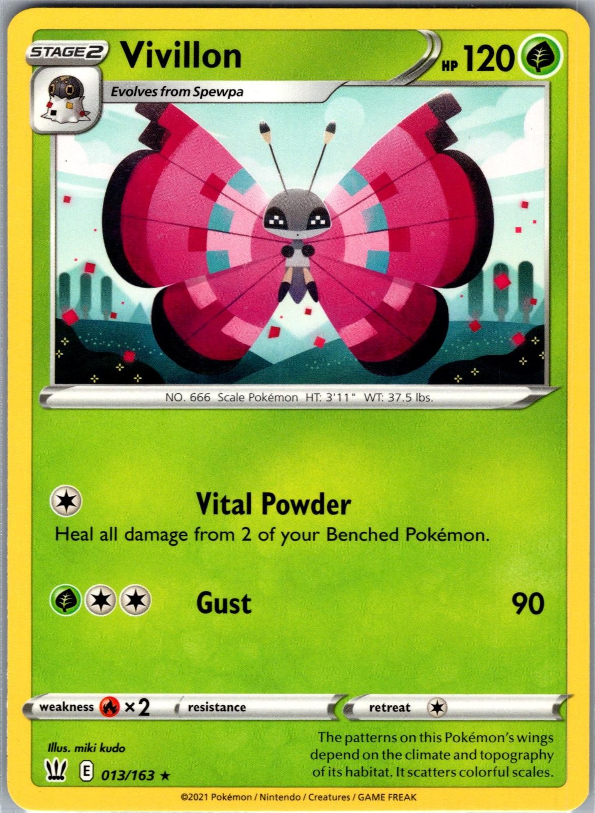 Vivillon 013/163 Rare Battle Styles Pokemon Near Mint