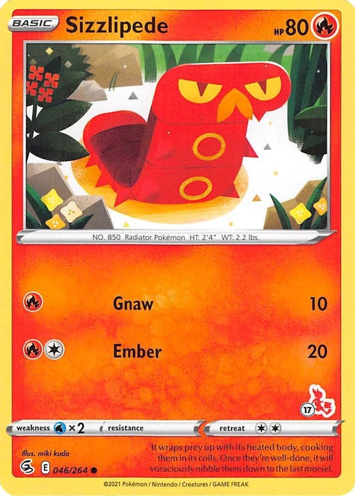 SIZZLIPEDE (#17 CINDERACE STAMPED) 046/264 PROMO BATTLE ACADEMY 2022 LP POKEMON