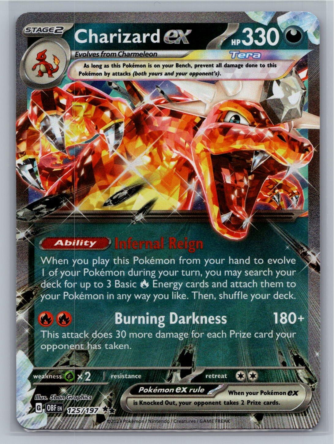 Charizard ex 125/197 Double Rare Obsidian Flames Pokemon Holo Near Mint