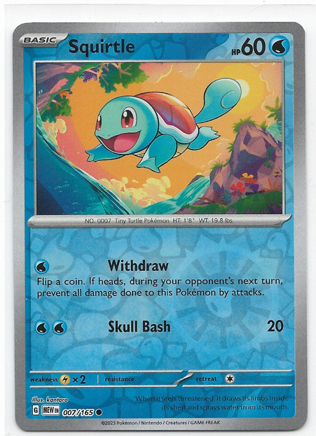 Squirtle – Reverse Holo – 7/165 Scarlet & Violet 151 – Pokémon TCG – 2023