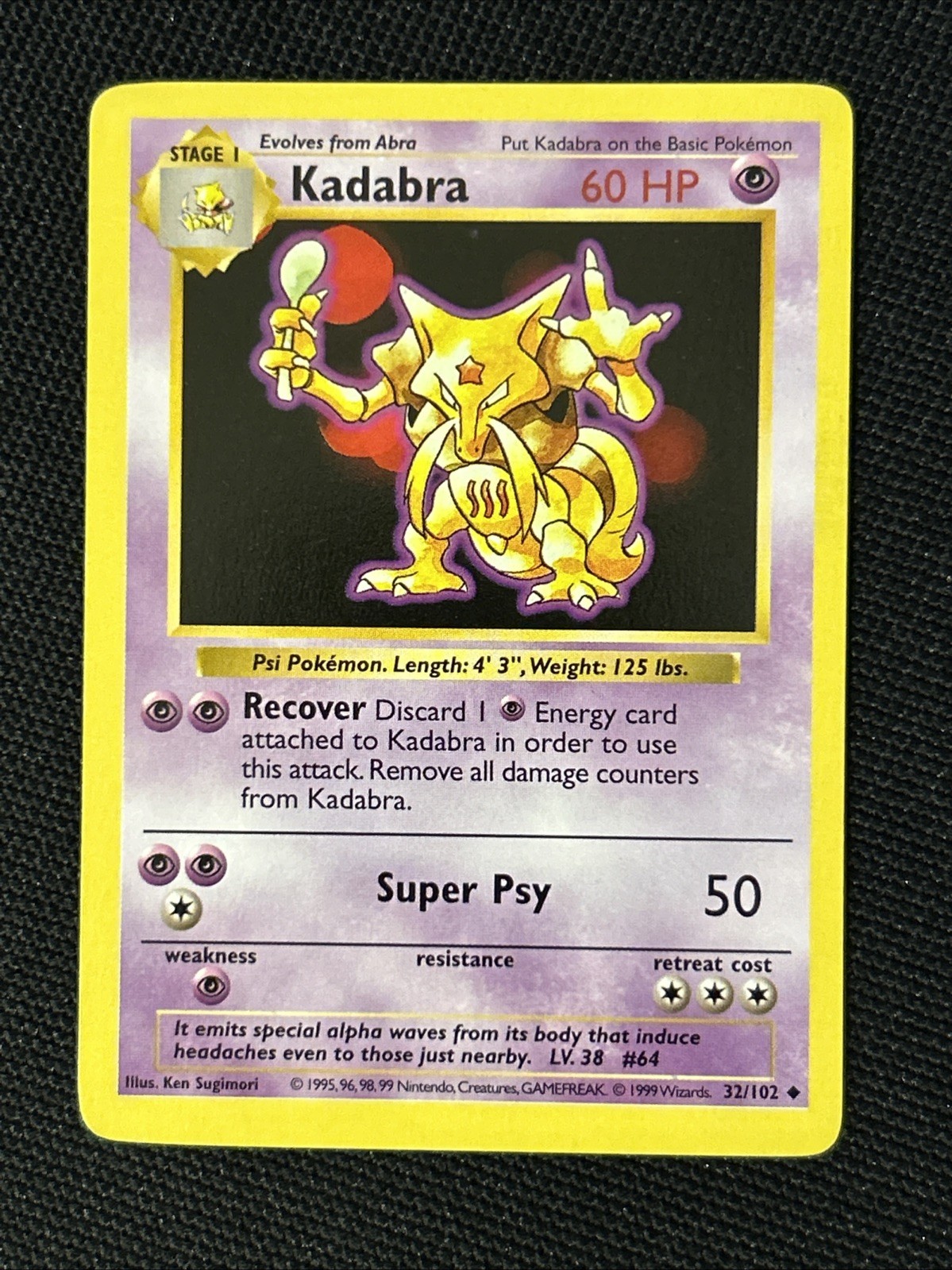 Kadabra 032/102 Base Set (Shadowless) *Near Mint*