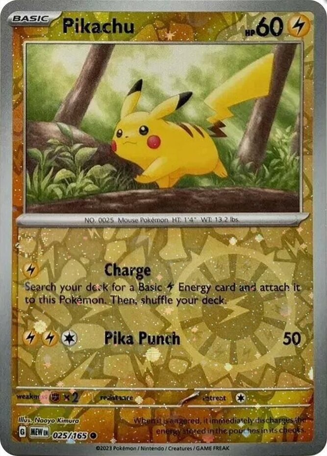 Light Play x 1 Pikachu – 025/165 – Reverse Cosmos Holo MEW Scarlet & Violet 151