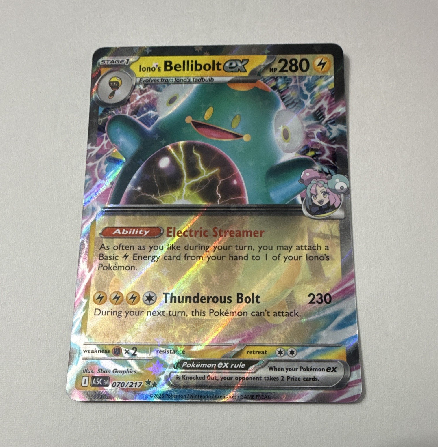 Iono’s Bellibolt ex 070/217 Ascended Heroes Double Rare Full Art Holo Eng