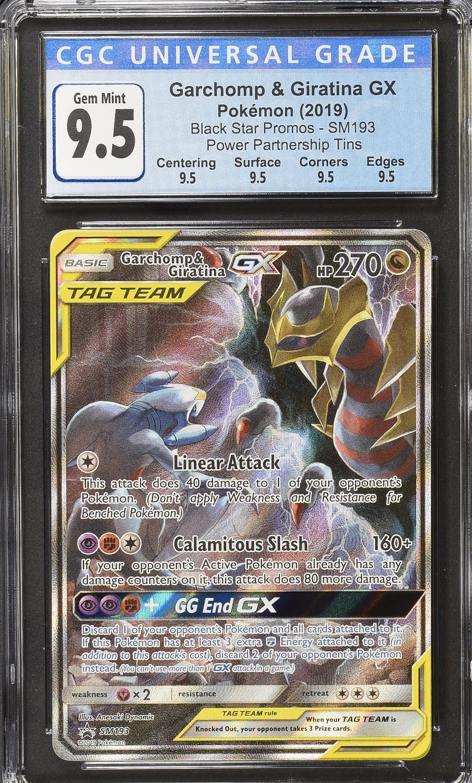 CGC 10 GEM MINT Blue Label 9.5 2019 BLACK STAR PROMO SM193 GARCHOMP GIRATINA GX