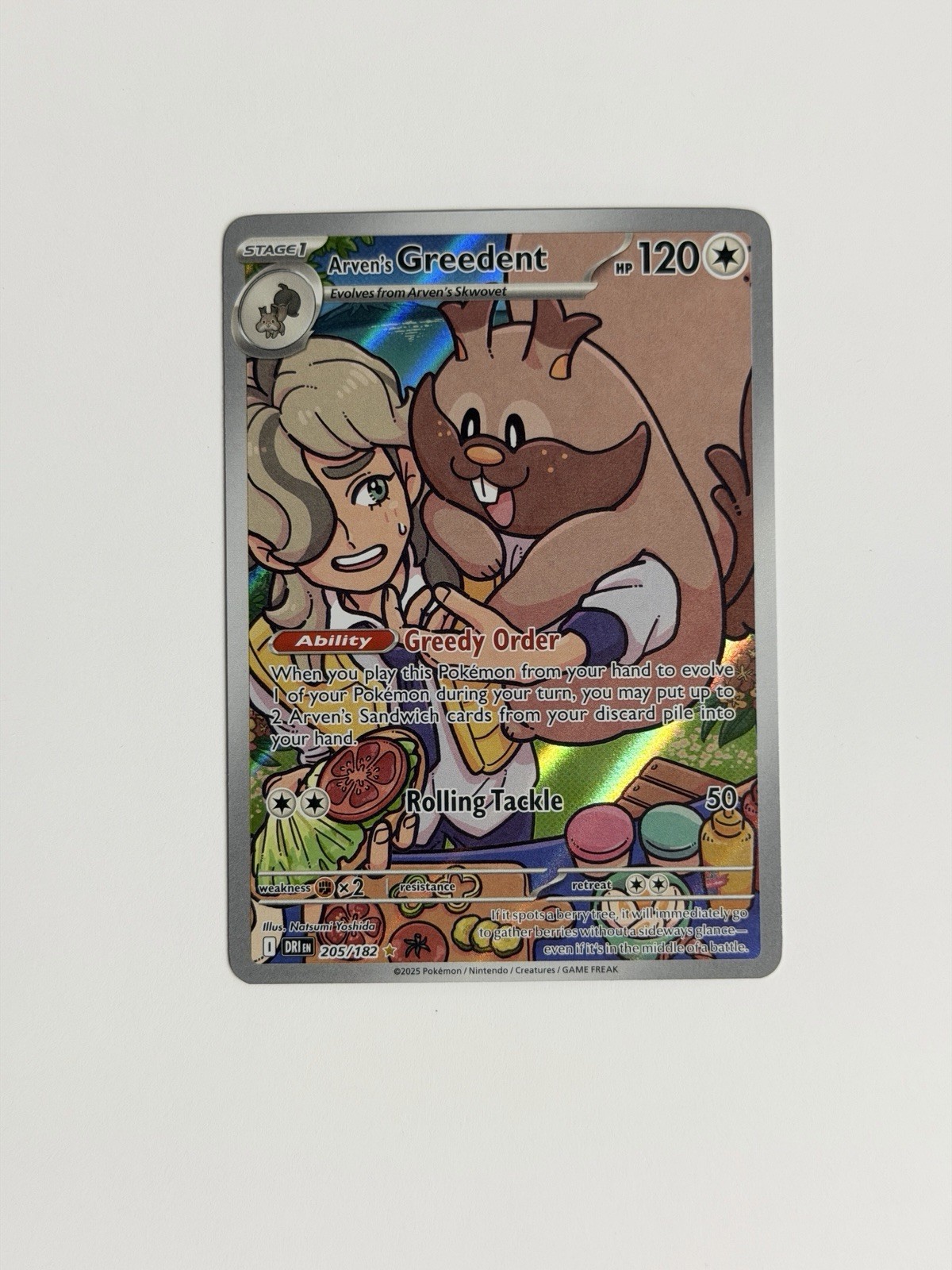 Pokémon TCG Arven’s Greedent 205/182 Destined Rivals Illustration Rare
