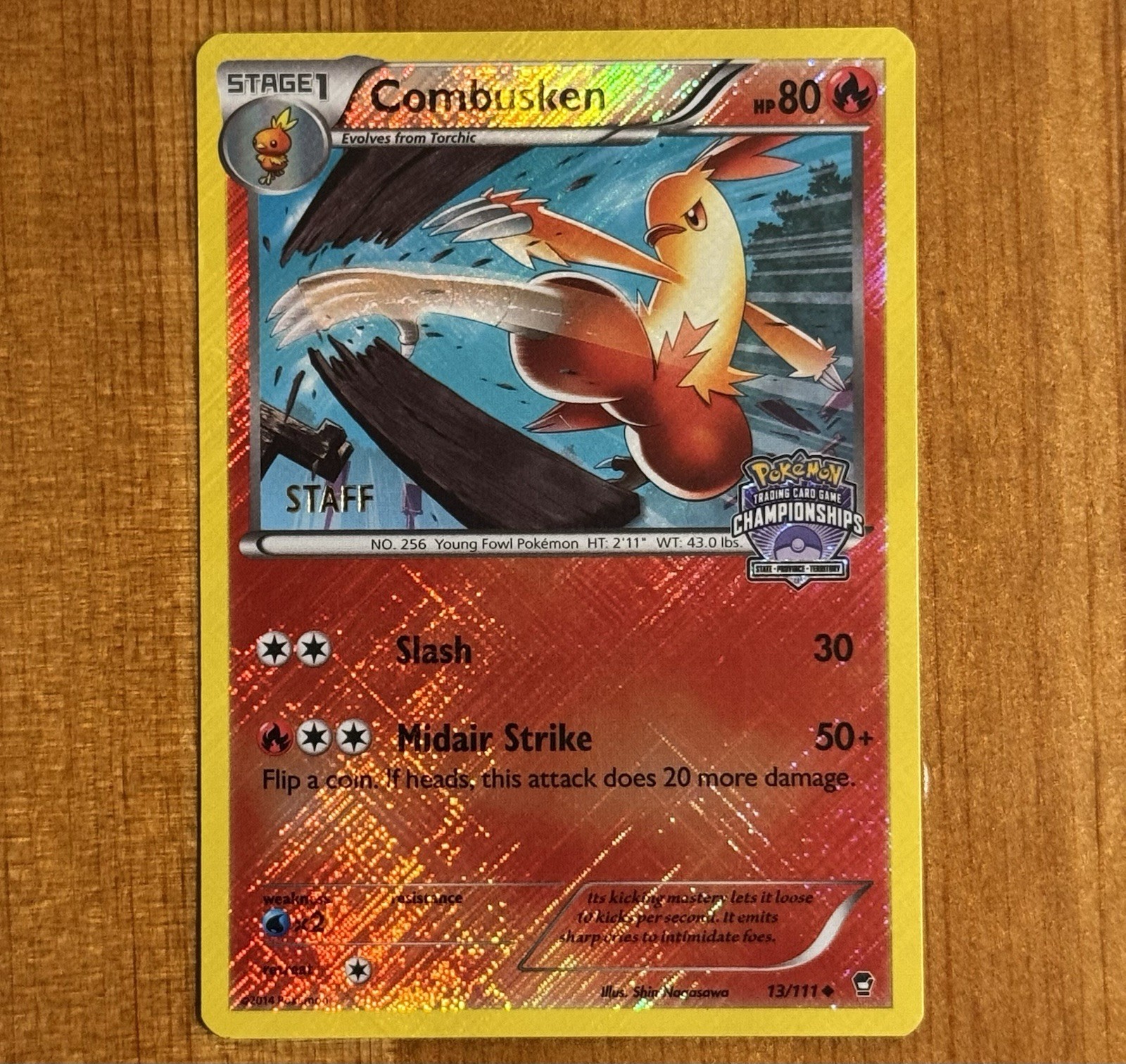 Combusken 13/111, LP, STAFF State Championships Promo, Pokémon League Rev. Holo