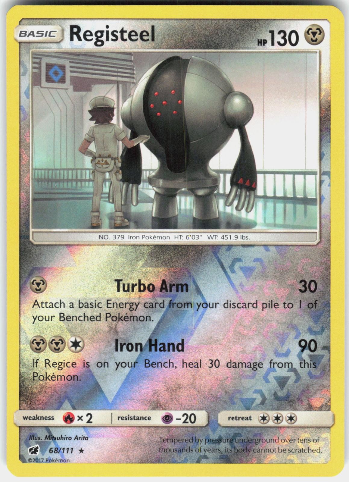 Registeel 68/111 Rare Crimson Invasion Pokemon Reverse Holo Lightly Played