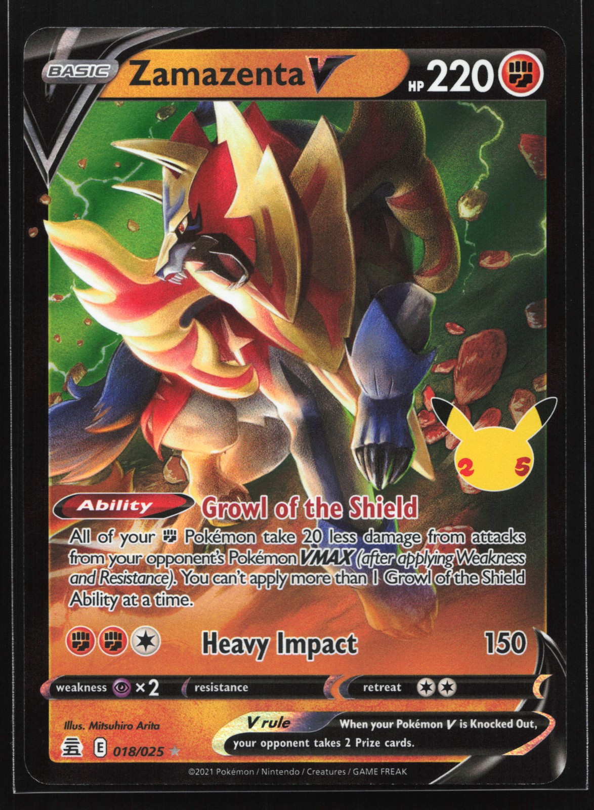 Zamazenta V 018/025 Celebrations Ultra Rare Pokemon Card