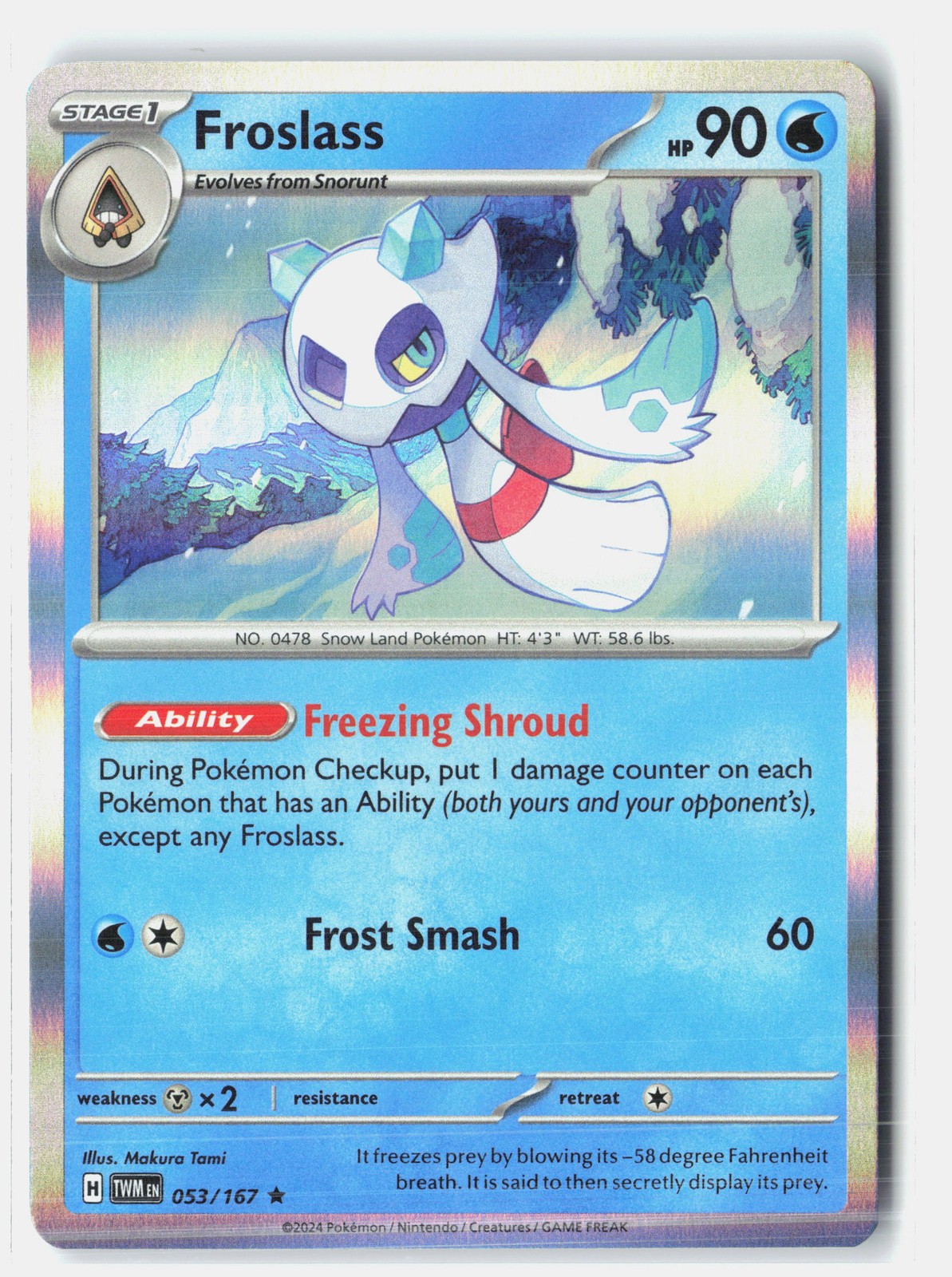 Froslass – Rare Holo SV06: Twilight Masquerade 053/167 NM Makura Tami