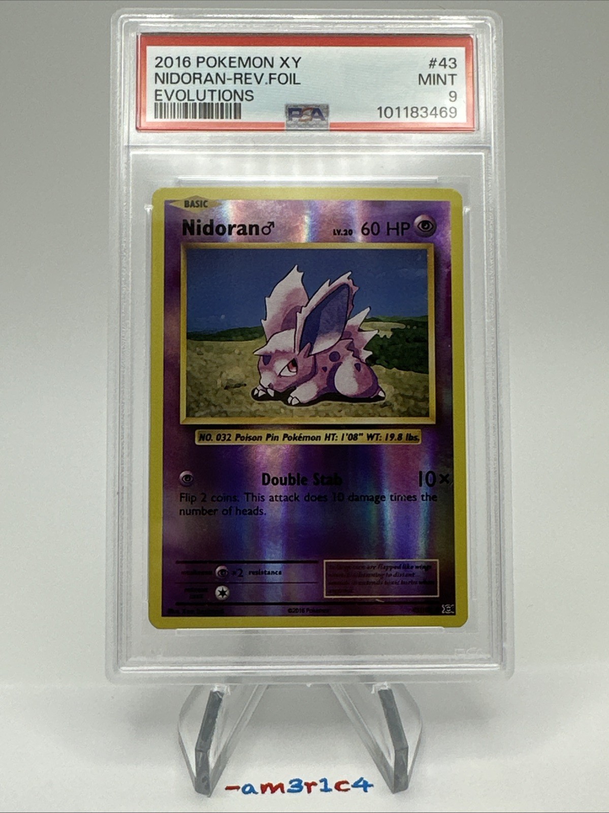 PSA 9 Nidoran Reverse Foil Holo Rare 43/108 – Pokémon Evolutions