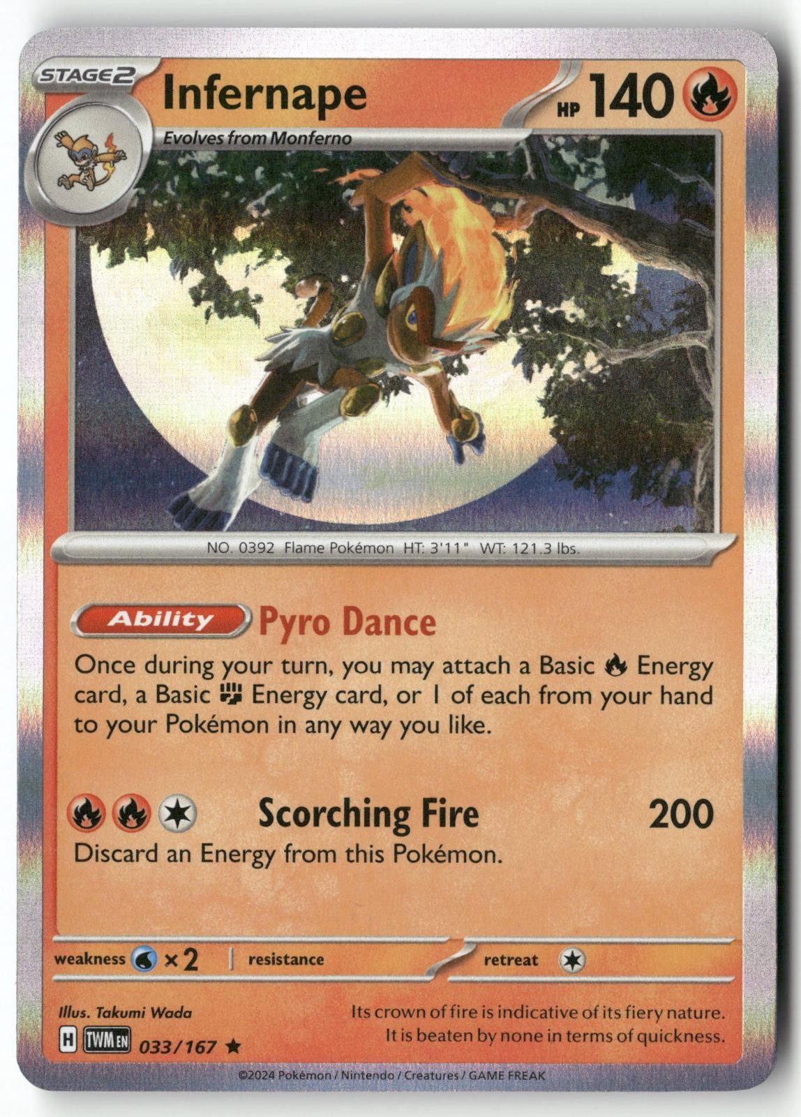 Infernape 033/167 Rare Twilight Masquerade Pokemon Holo Near Mint