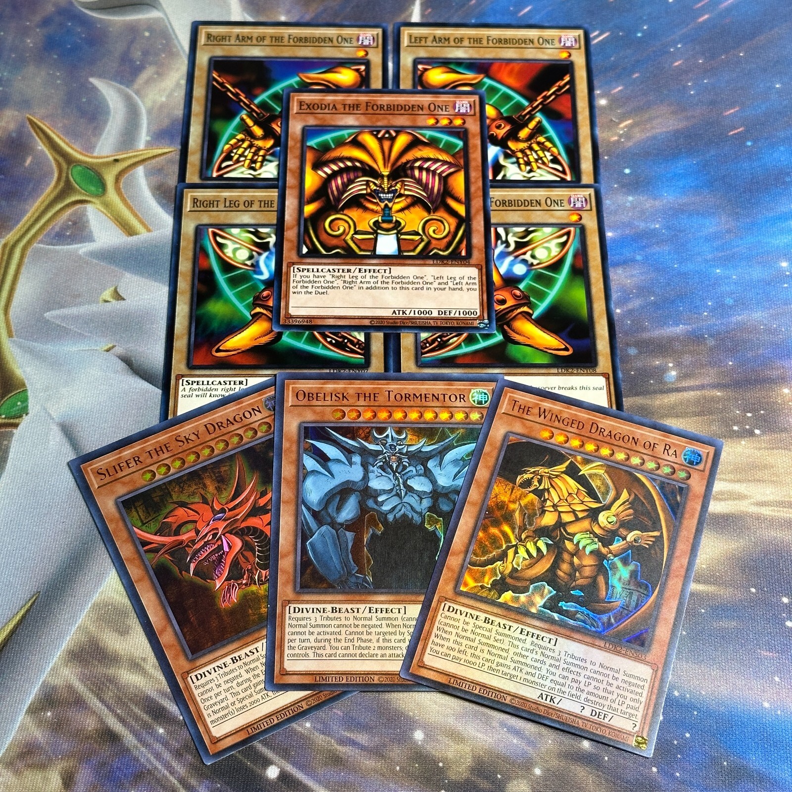YUGIOH TCG! EXODIA & EGYPTIAN GOD CARDS OBELISK SLIFER RA – 8 CARD SET LDK2 NM