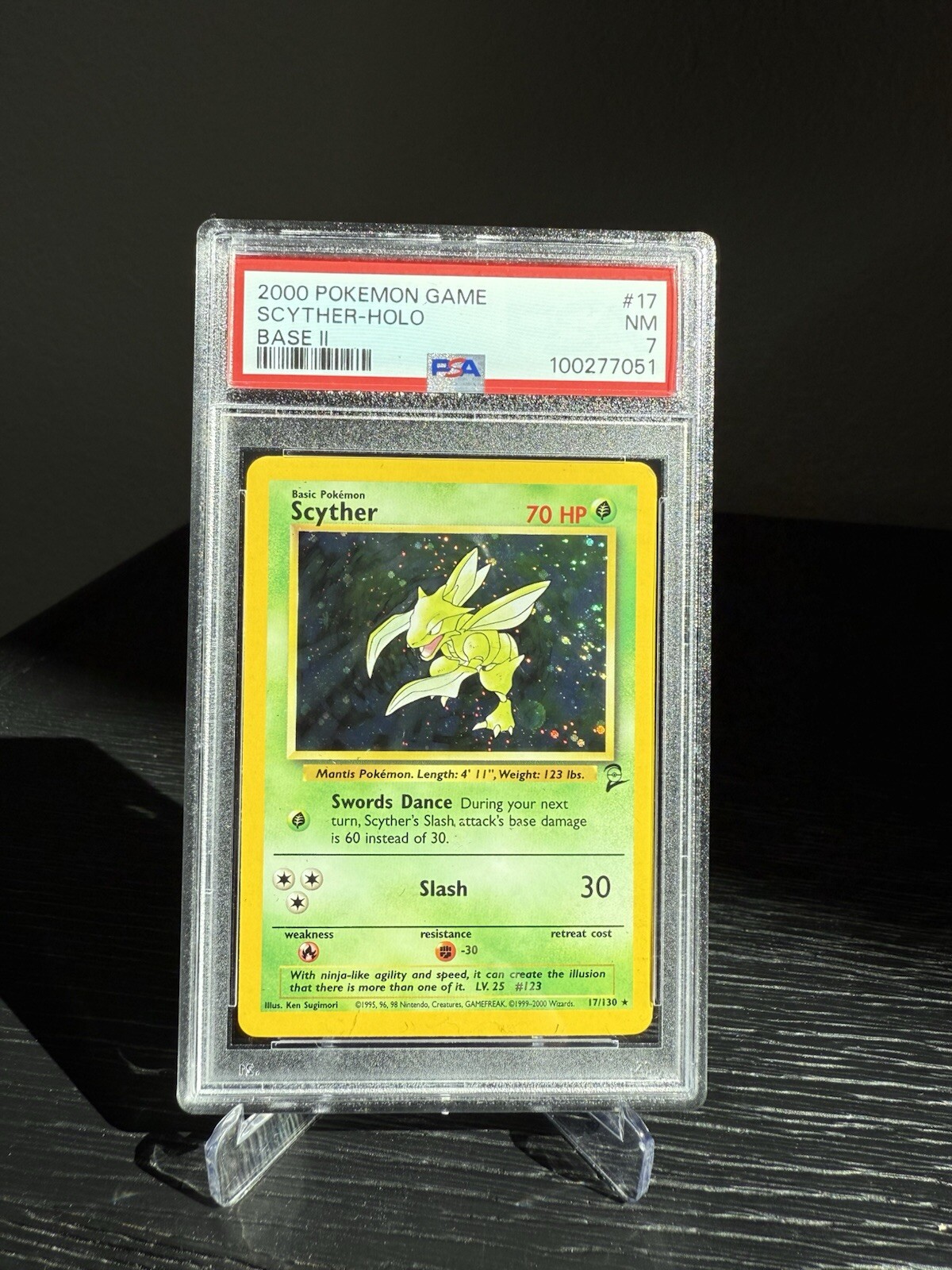 PSA 7 Scyther 017/130 Base Set 2 Holo