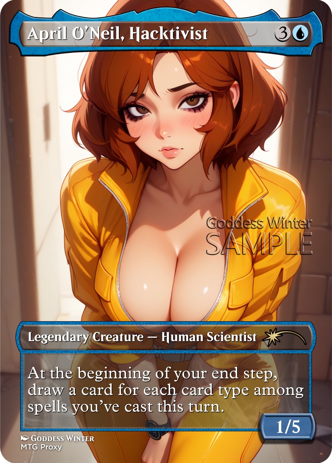 MTG TMNT – April O’Neil, Hacktivist – Fanart Borderless Style – EDH / Playtest
