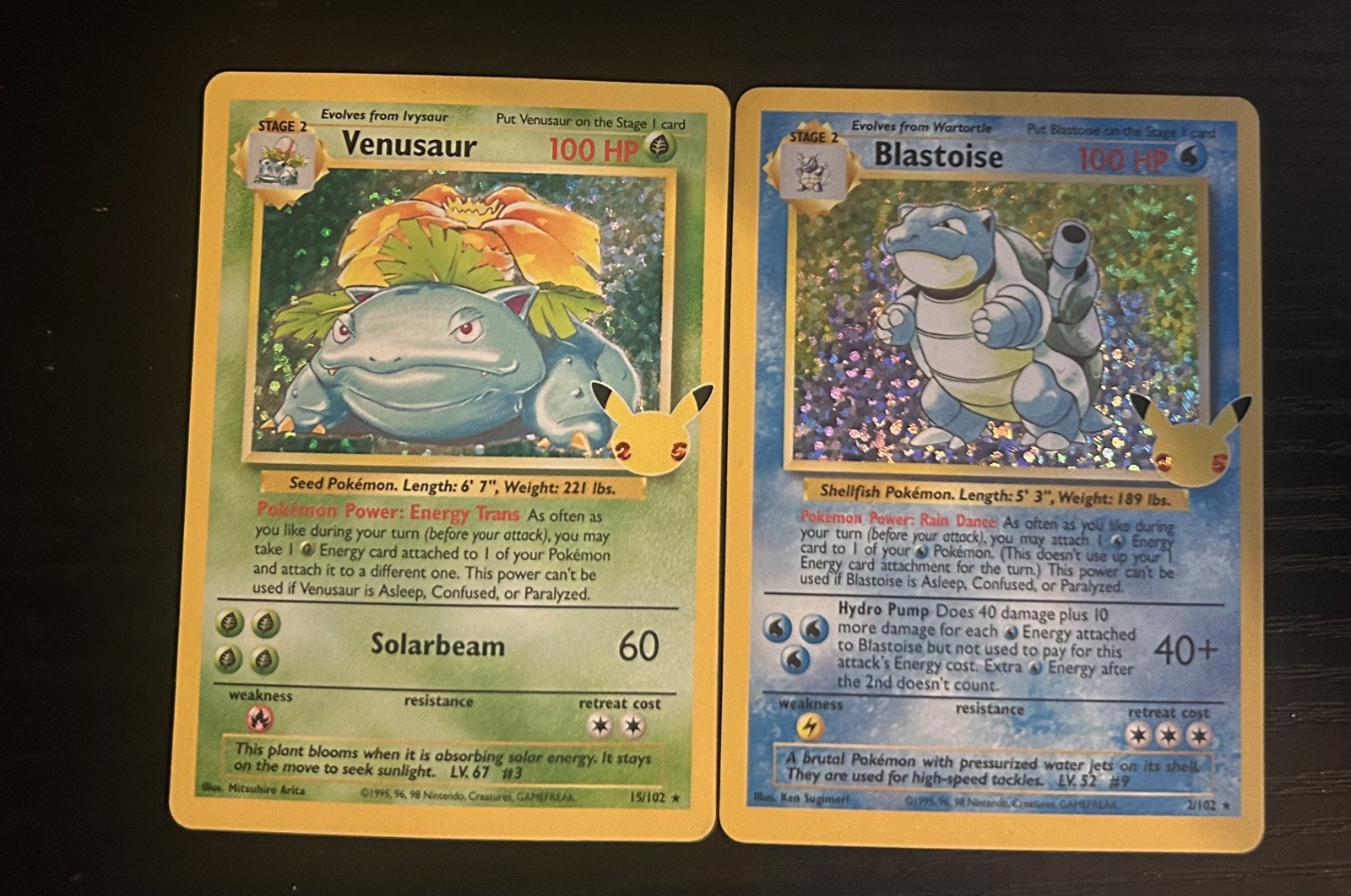Pokémon Venusaur 15/102 Blastoise 2/102 Celebrations Near Mint Fast Ship
