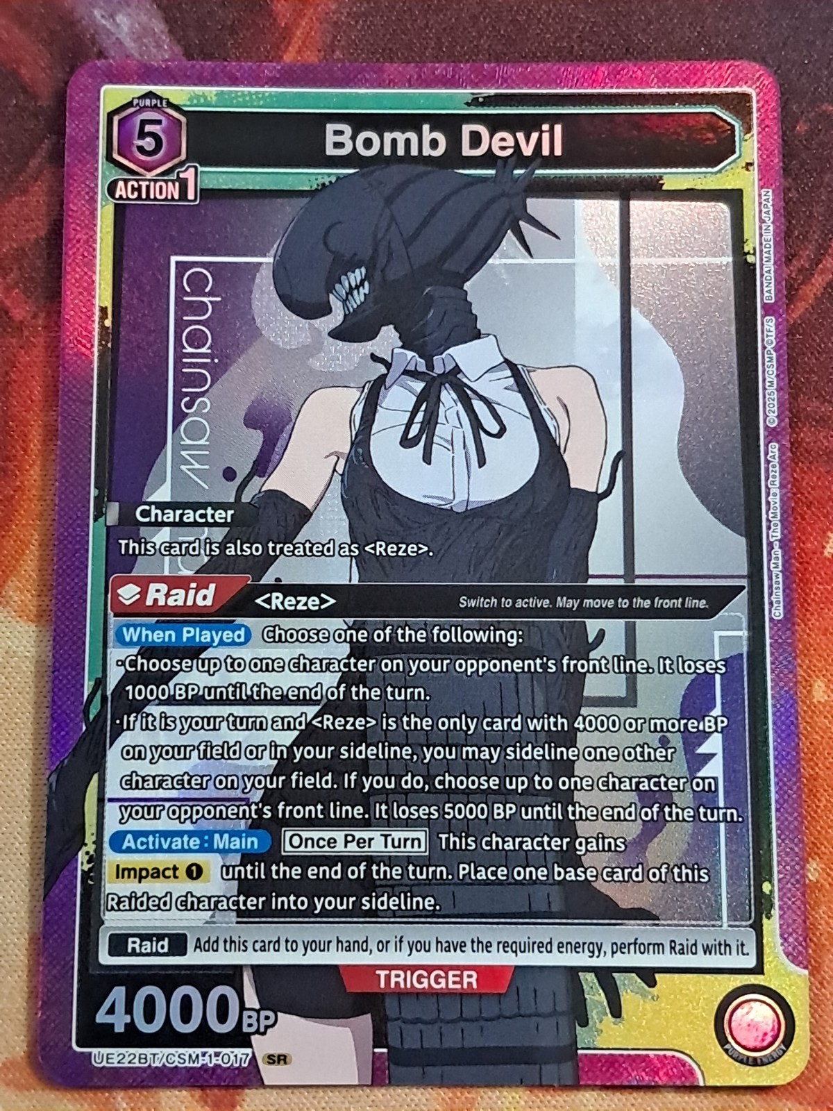Union Arena Chainsaw Man Bomb Devil UE22BT/CSM-1-017 SR Foil Card NM