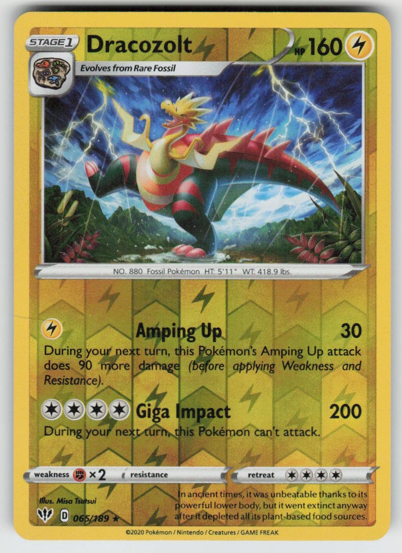 PO-04 Reverse Holo Dracozolt 065/189 Rare SWSH03: Darkness Ablaze NM