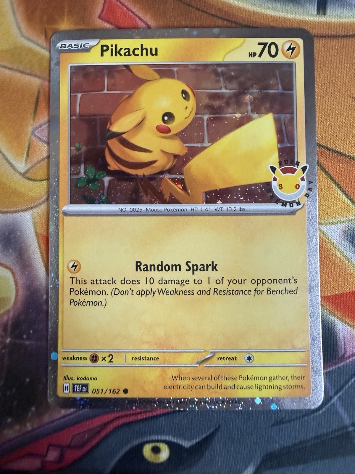 MAJOR HOLO BLEED Pikachu #051 2x SWIRLS Pokemon Day 30th Anniversary Promo Cards