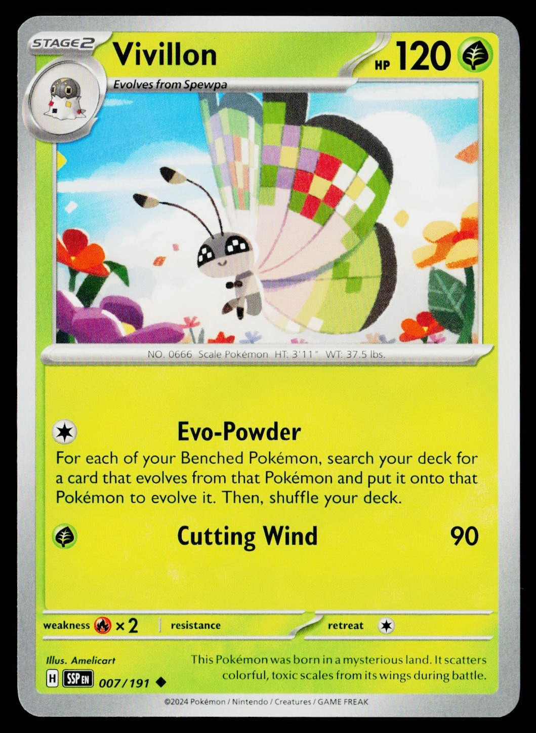 Vivillon 007/191 Surging Sparks Uncommon NM Pokemon TCG