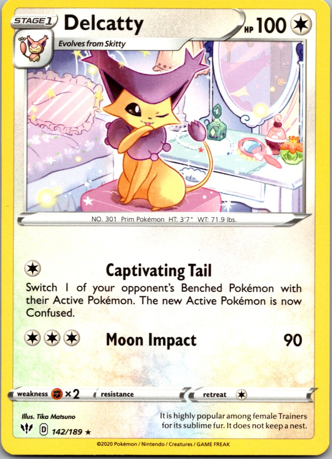 Delcatty Normal Rare SWSH03: Darkness Ablaze 142/189 NM