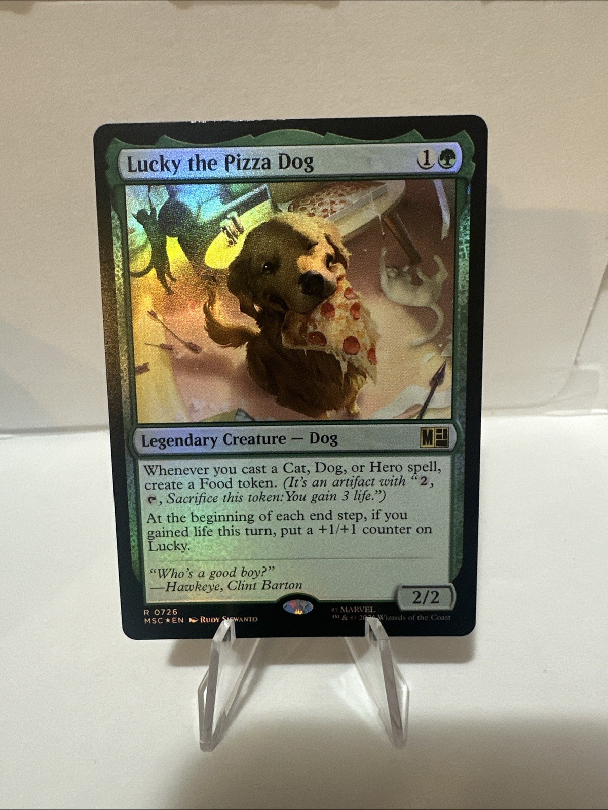 🌈 FOIL – Lucky the Pizza Dog – MTG Commander: Marvel Super Heroes – NM/M