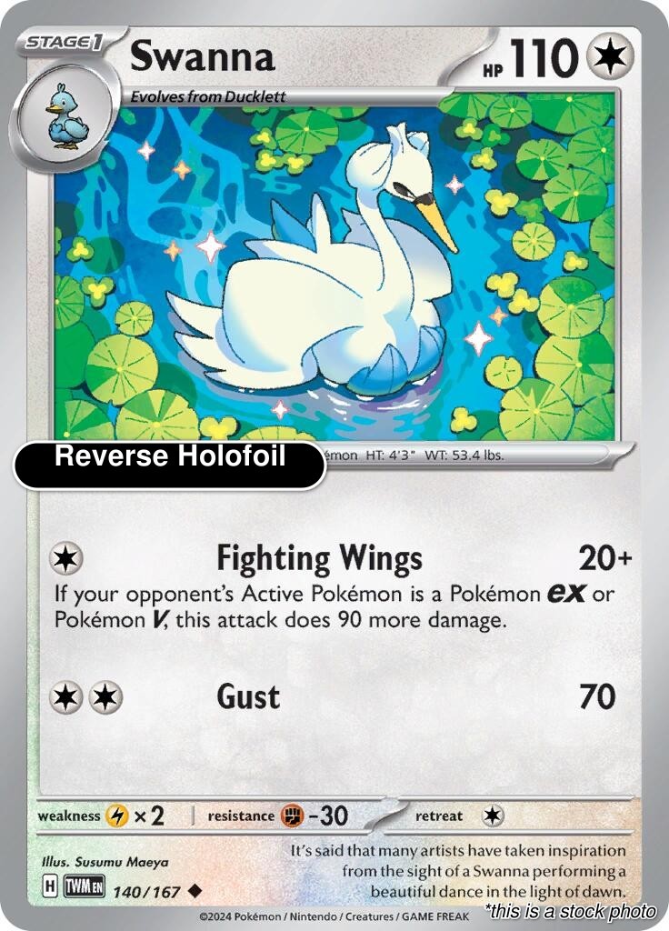 Swanna Reverse Holofoil Uncommon TWM 140/167 LP