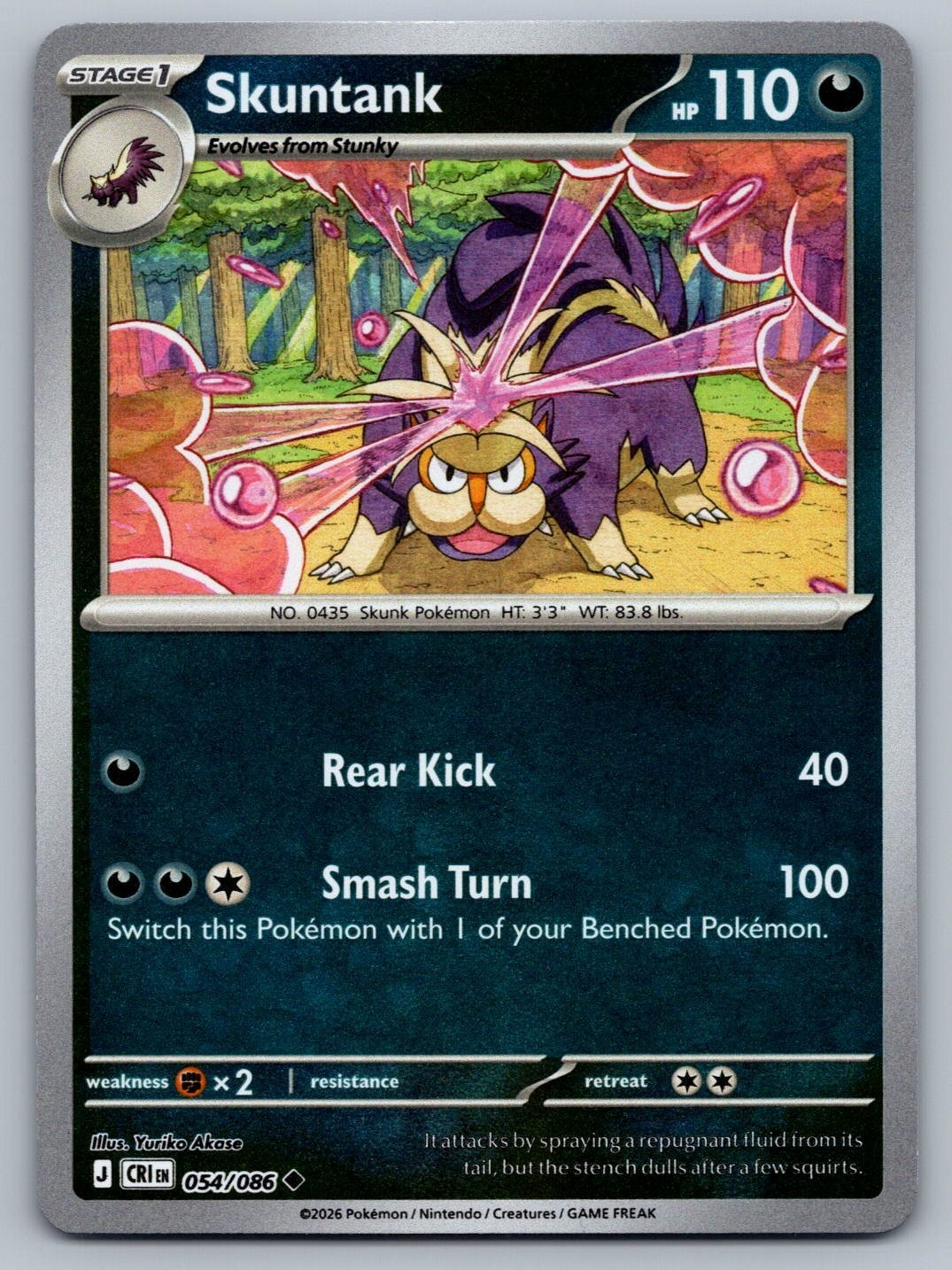 2026 Pokemon Chaos Rising Skuntank 054/086 Reverse Holo