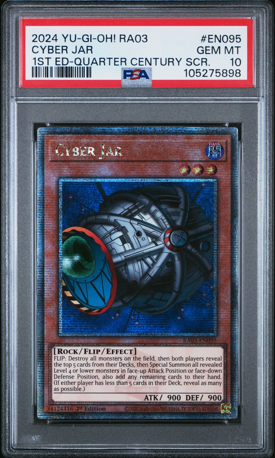 2024 YU-GI-OH! RA03-QUARTER CENTURY BONANZA #EN095 CYBER JAR PSA 10