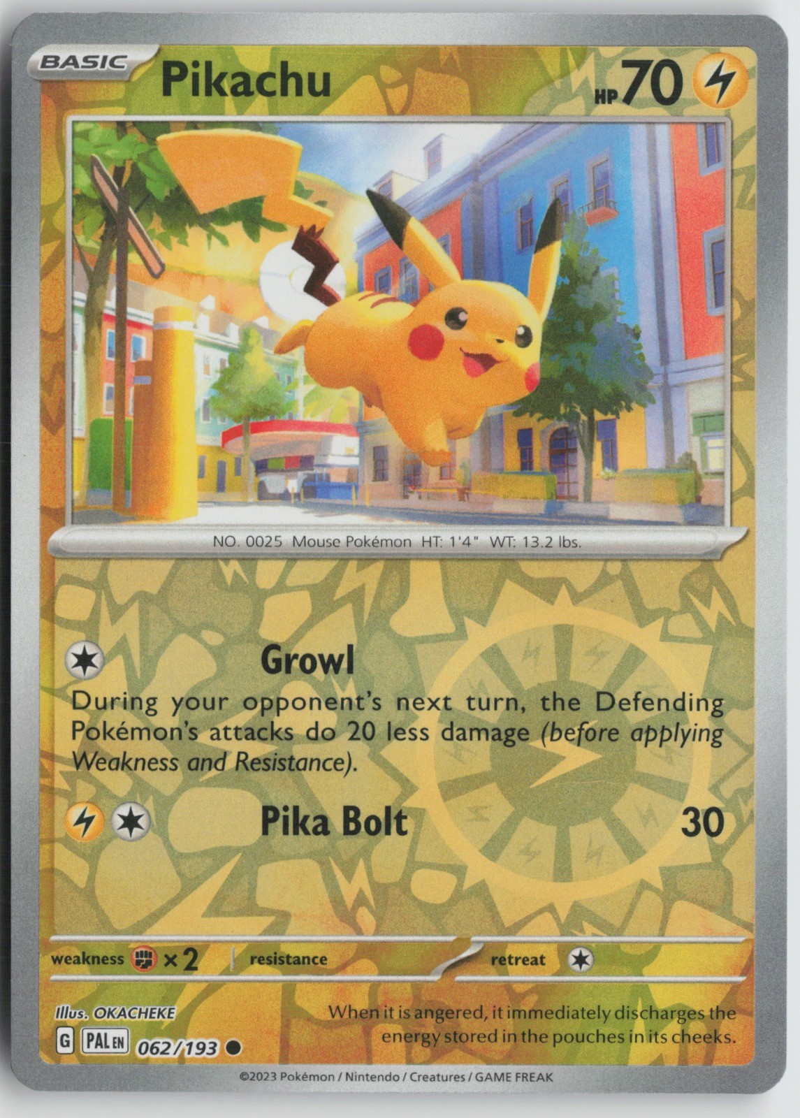 Pikachu Common Reverse Holo SV02: Paldea Evolved 062/193 NM OKACHEKE