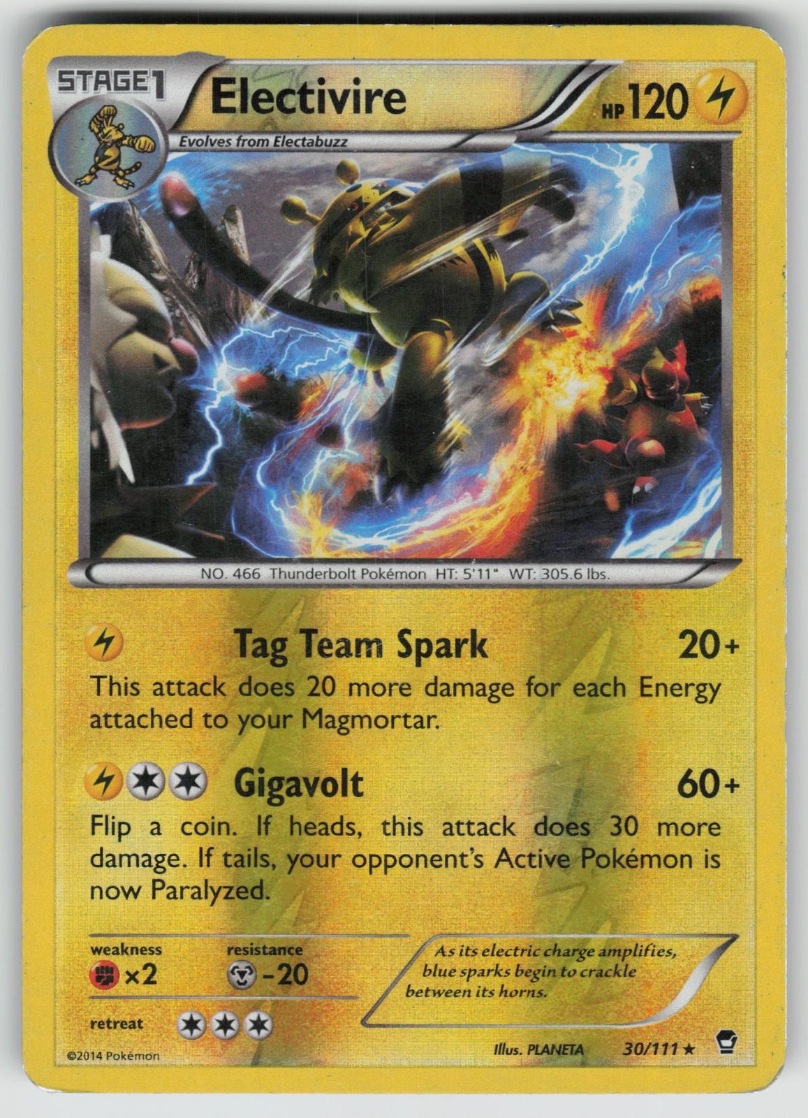 POKEMON ELECTIVIRE 30 R FURIOUS FISTS HP REVERSE HOLO