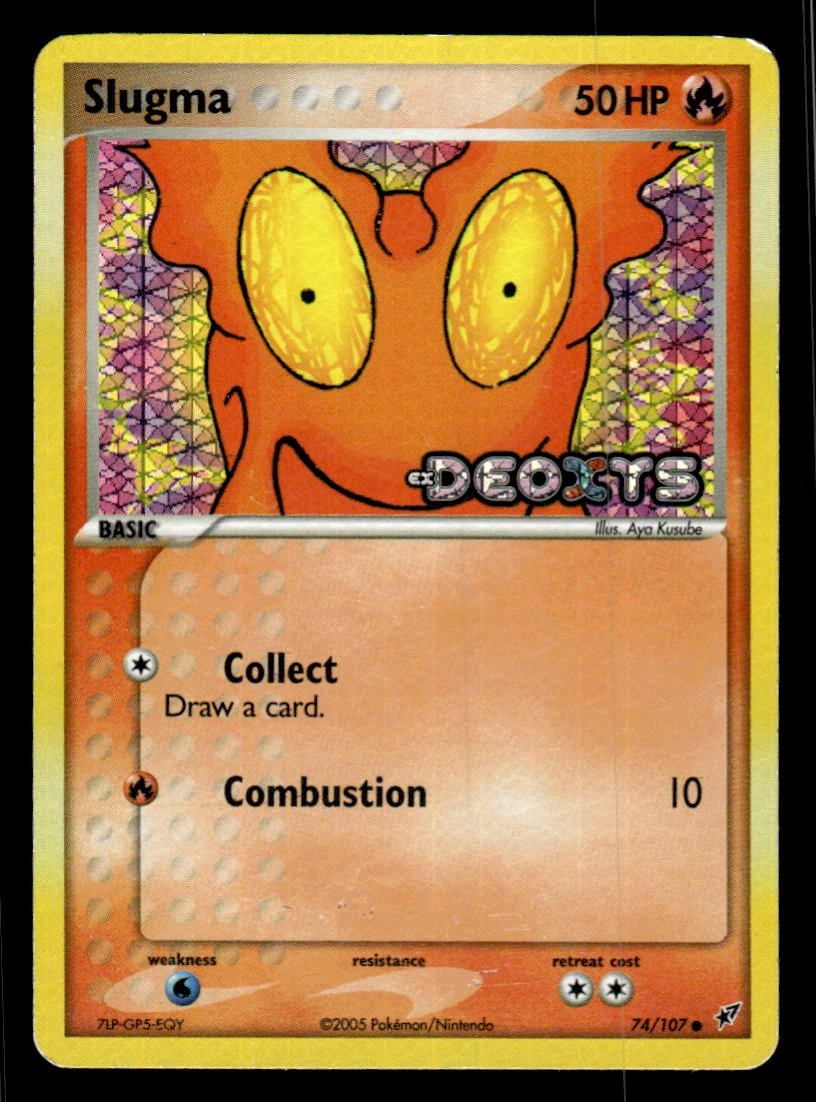 Pokemon TCG EX Deoxys #74/107 Slugma Reverse LP (Scratches & Indent)