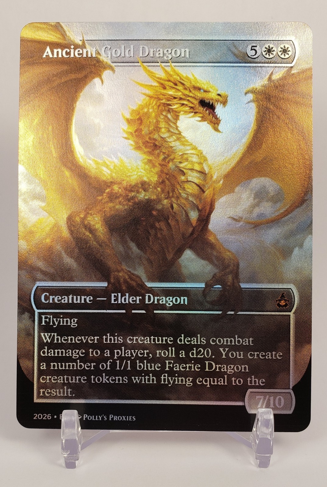 Ancient Gold Dragon FOIL Proxy Card with Custom Fantasy Art Design