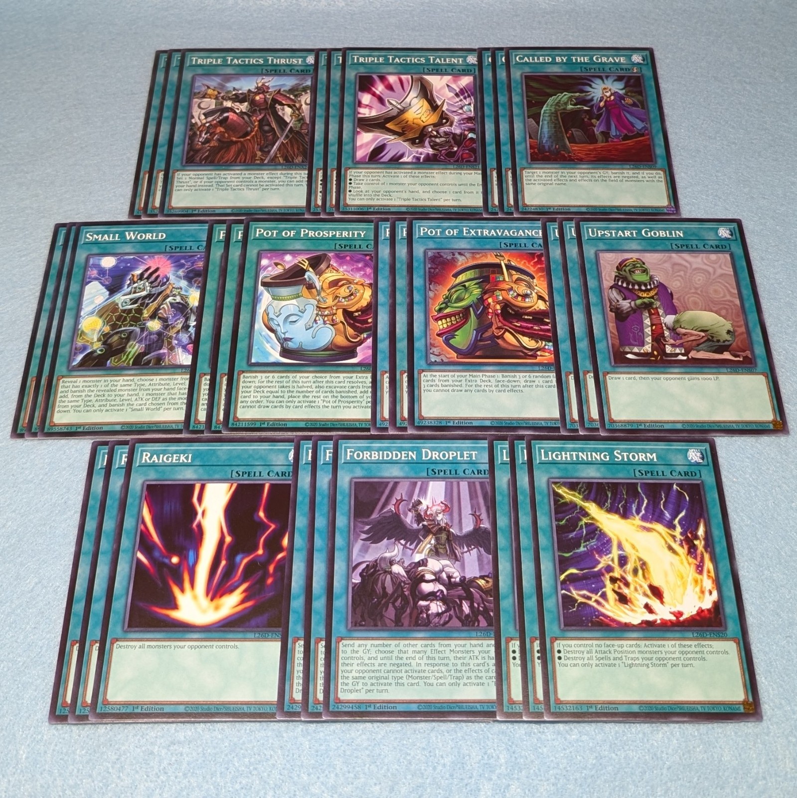 Yugioh Spell Staple 30 Card Set Forbidden Droplet Lightning Storm Upstart L26D