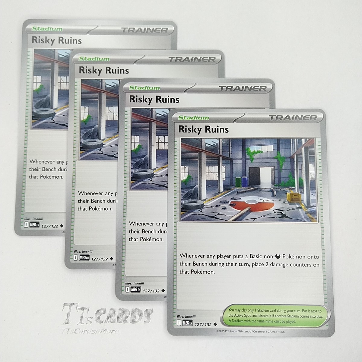 Risky Ruins 127/132 x4 Playset 4x Pokemon TCG ME01 Mega Evolution MEG