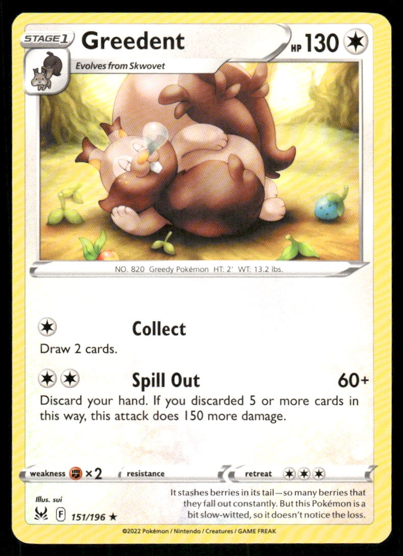 Greedent 151/196 – Lost Origin – Rare NM
