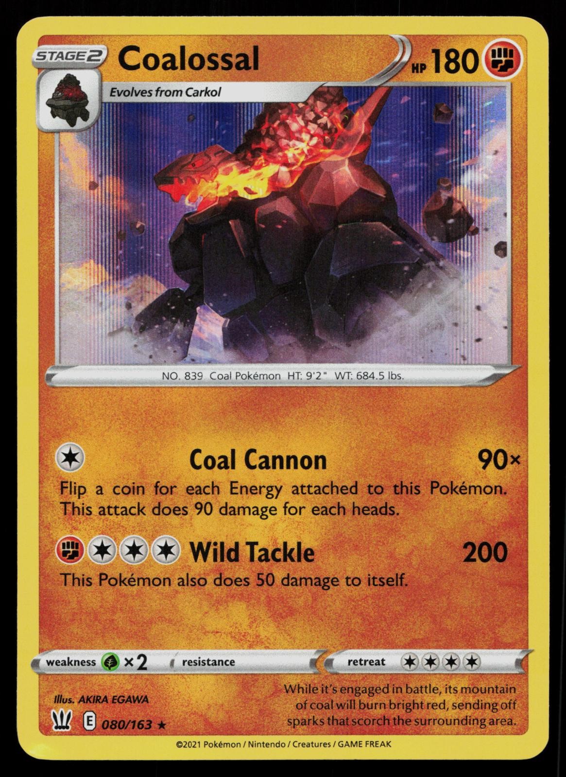 COALOSSAL 080/163 HOLO RARE BATTLE STYLES POKEMON MP