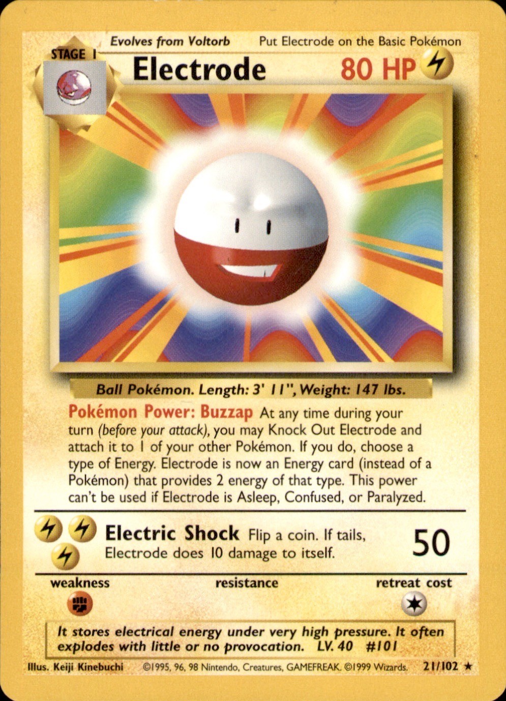 Electrode Base Set Unlimited 1999 21/102 Rare Pokemon LP