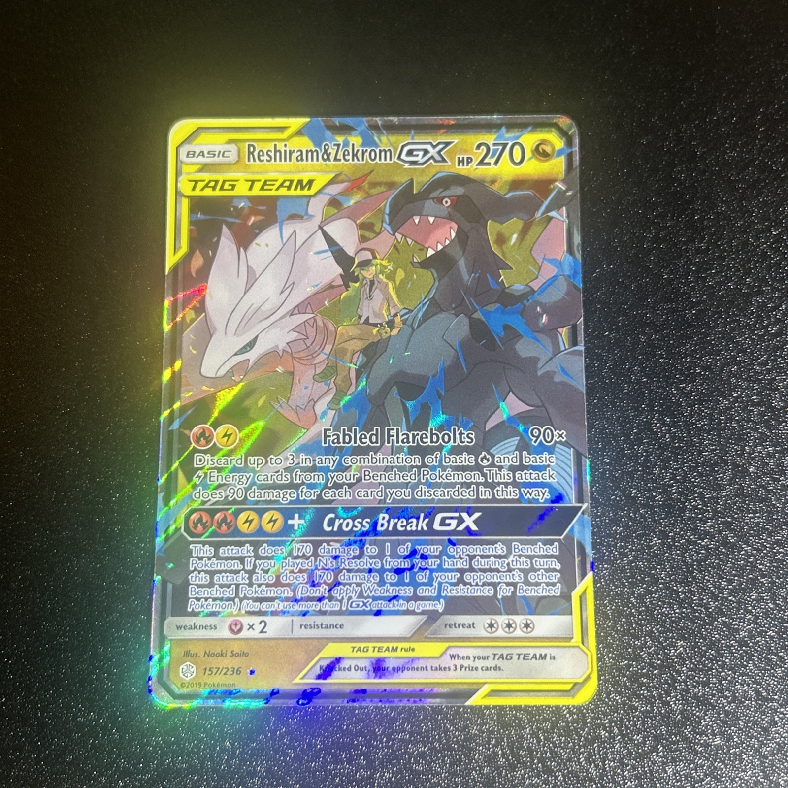 Reshiram & Zekrom GX 157/236 Sm-Cosmic Eclipse Holo LP