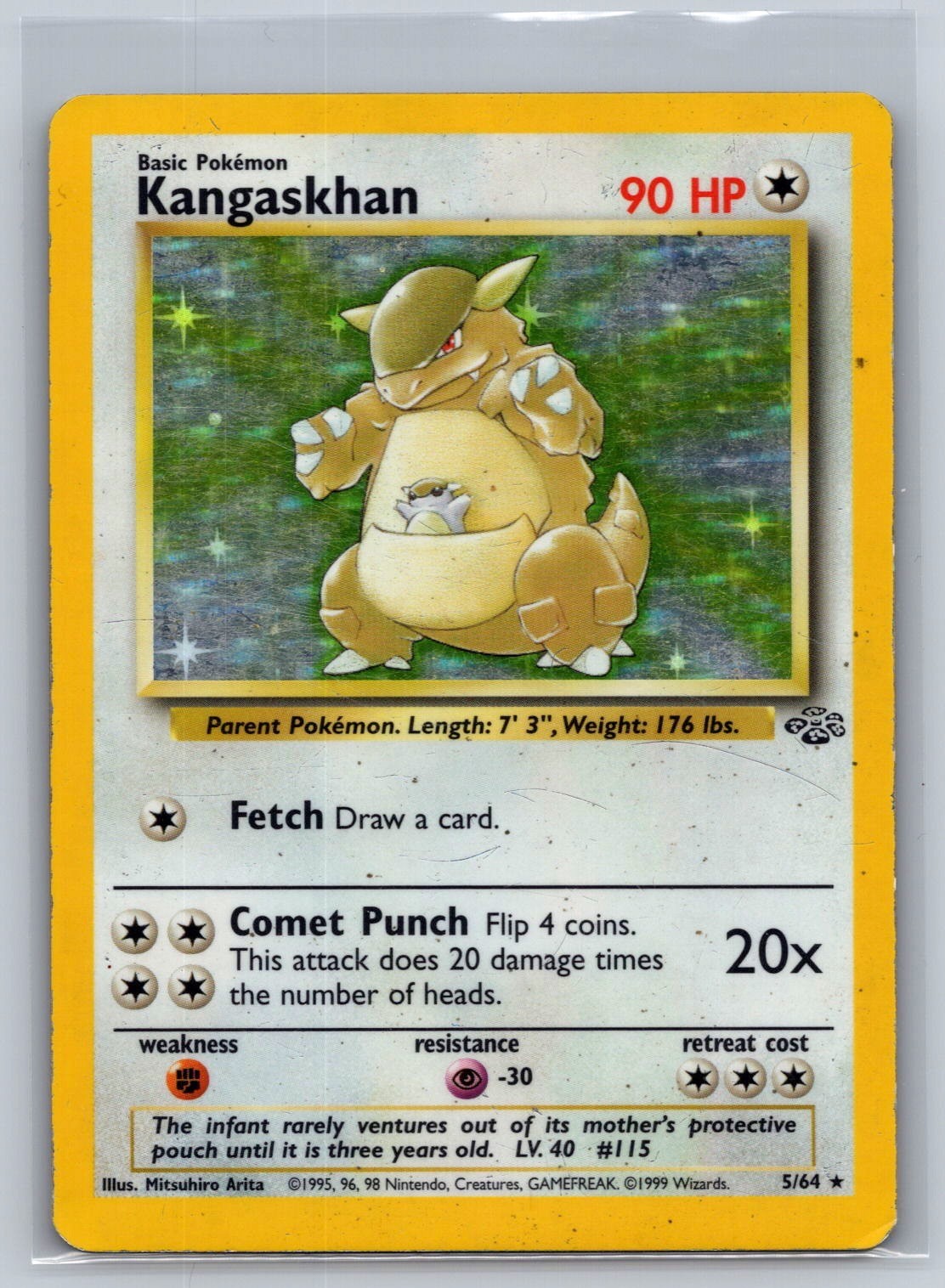 Kangaskhan 5/64 Rare Jungle Pokemon Unlimited Holo Damaged