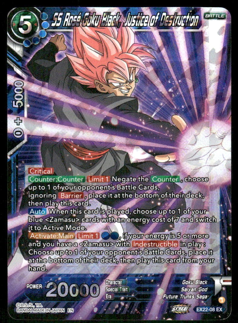 SS Rose Goku Black, Justice of Destruction EX22-08 EX Holo Dragon Ball Z TCG