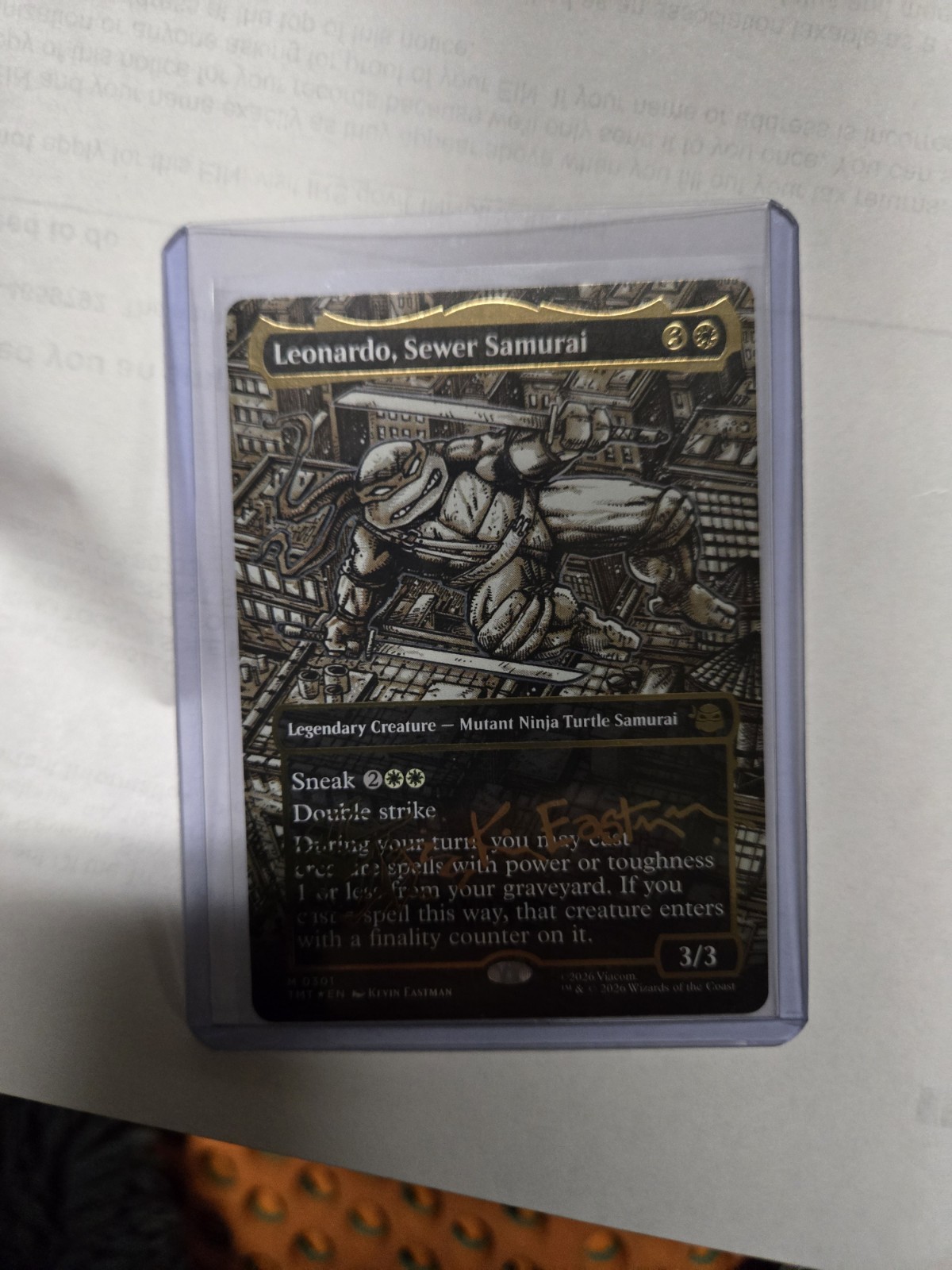Leonardo, Sewer Samurai Borderless Gold-stamped Signature TMNT MTG 301