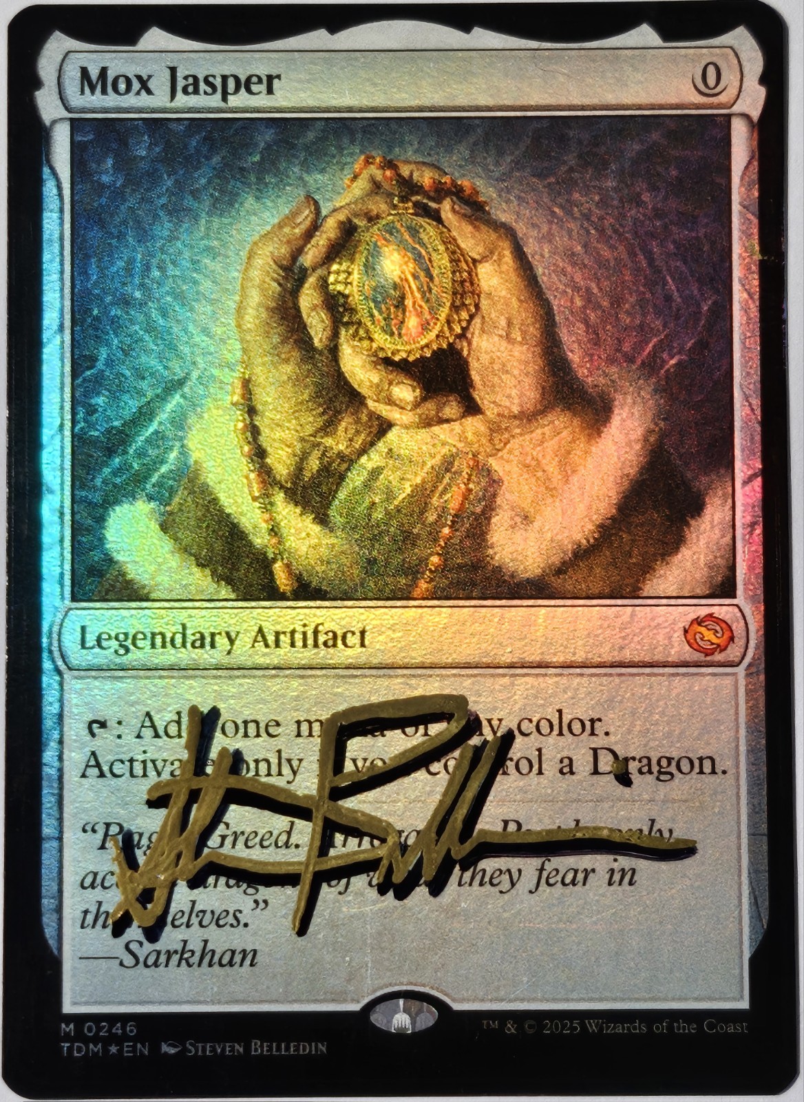 Foil MOX JASPER Steve Belledin ARTIST SIGNED Autograph MTG Dragons Tarkir TDM
