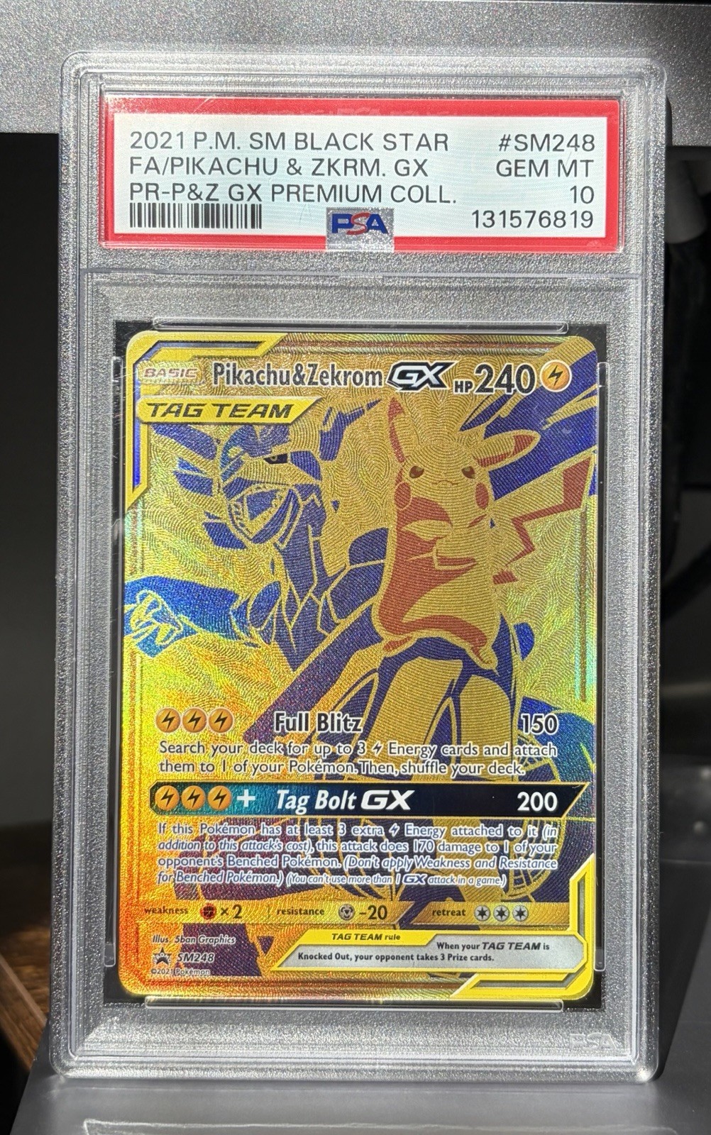 Pokémon TCG SM248 Pikachu & Zekrom GX PSA 10
