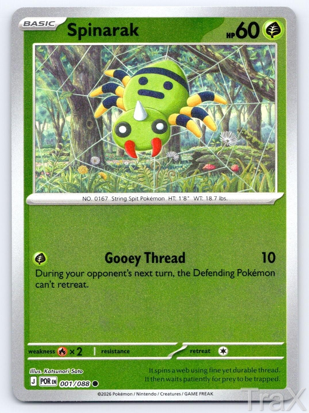 Spinarak 001/088 Reverse Holo Perfect Order Pokemon NM Common