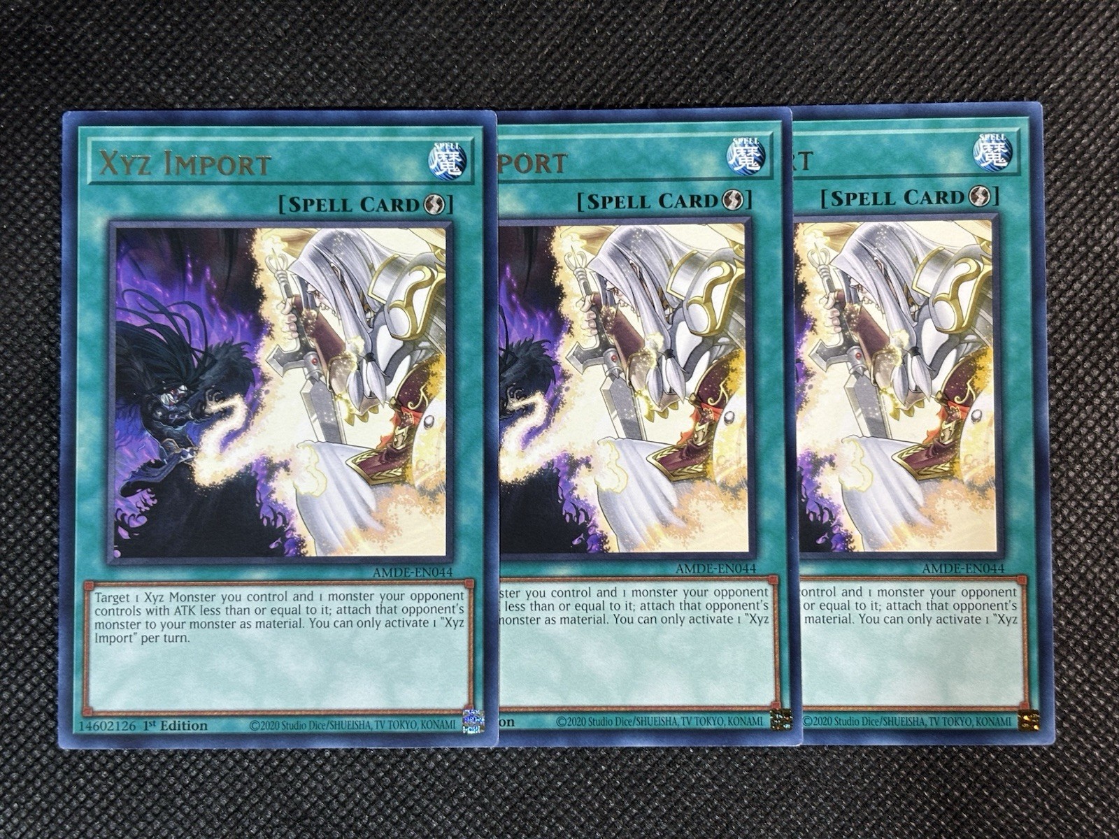 3x YuGiOh! – XYZ Import AMDE-EN044 Rare 1st Edition Near Mint