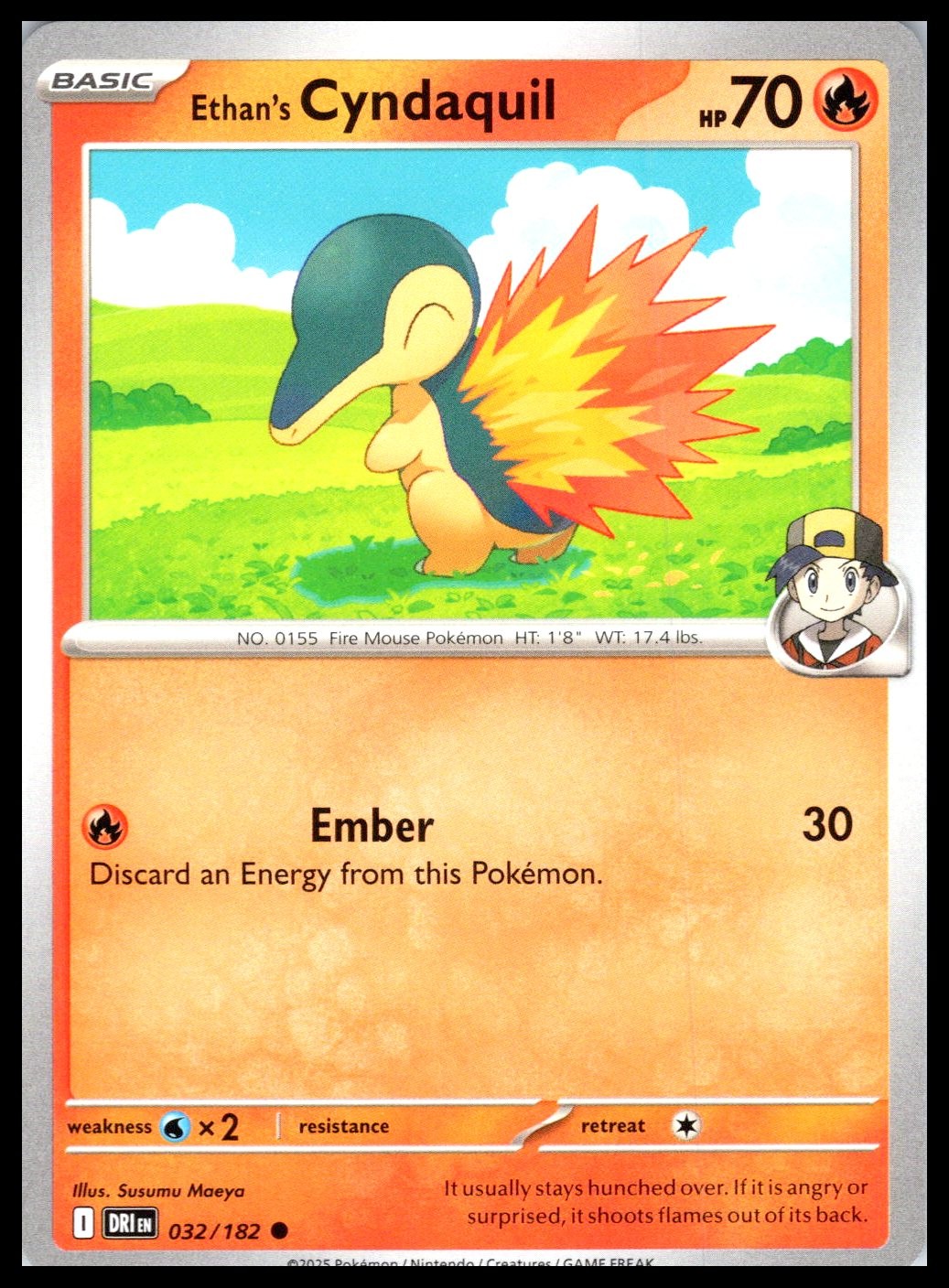 ETHAN’S CYNDAQUIL – Pokemon – Susumu Maeya 032/182 DRI Destined Rivals – NM/M
