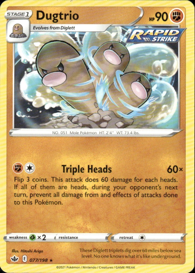 DUGTRIO 077/198 CHILLING REIGN RARE POKEMON HITOSHI ARIGA