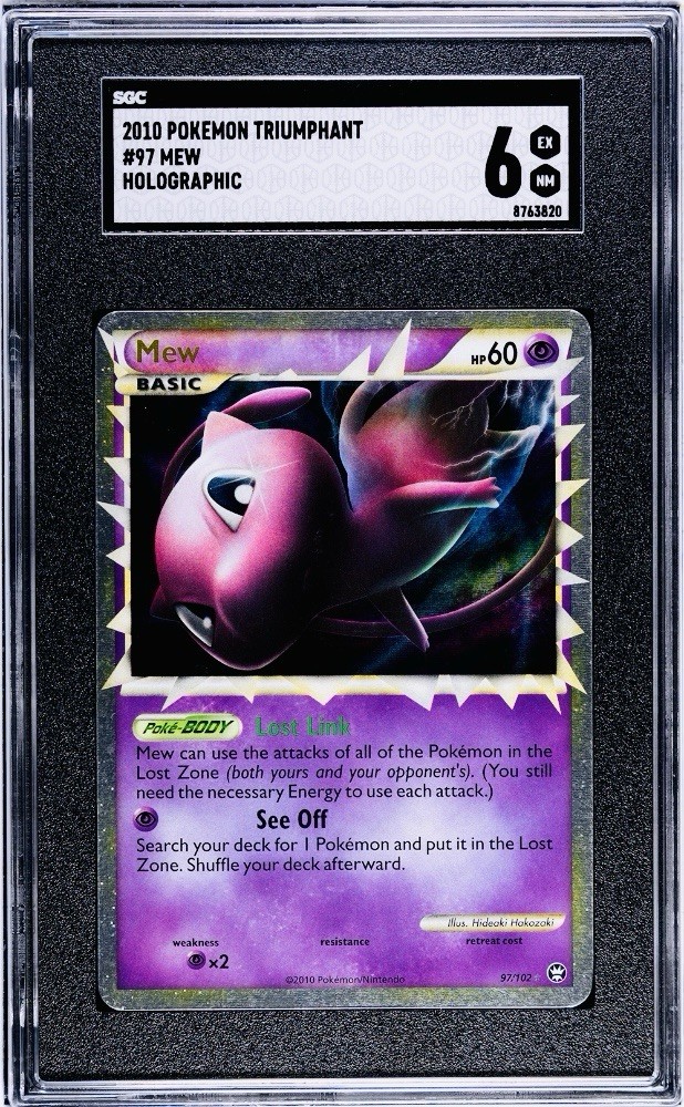 😈2010 Mew Triumphant Pokémon Card / Vintage / Graded SGC 6 / Holo / #97 RARE😈
