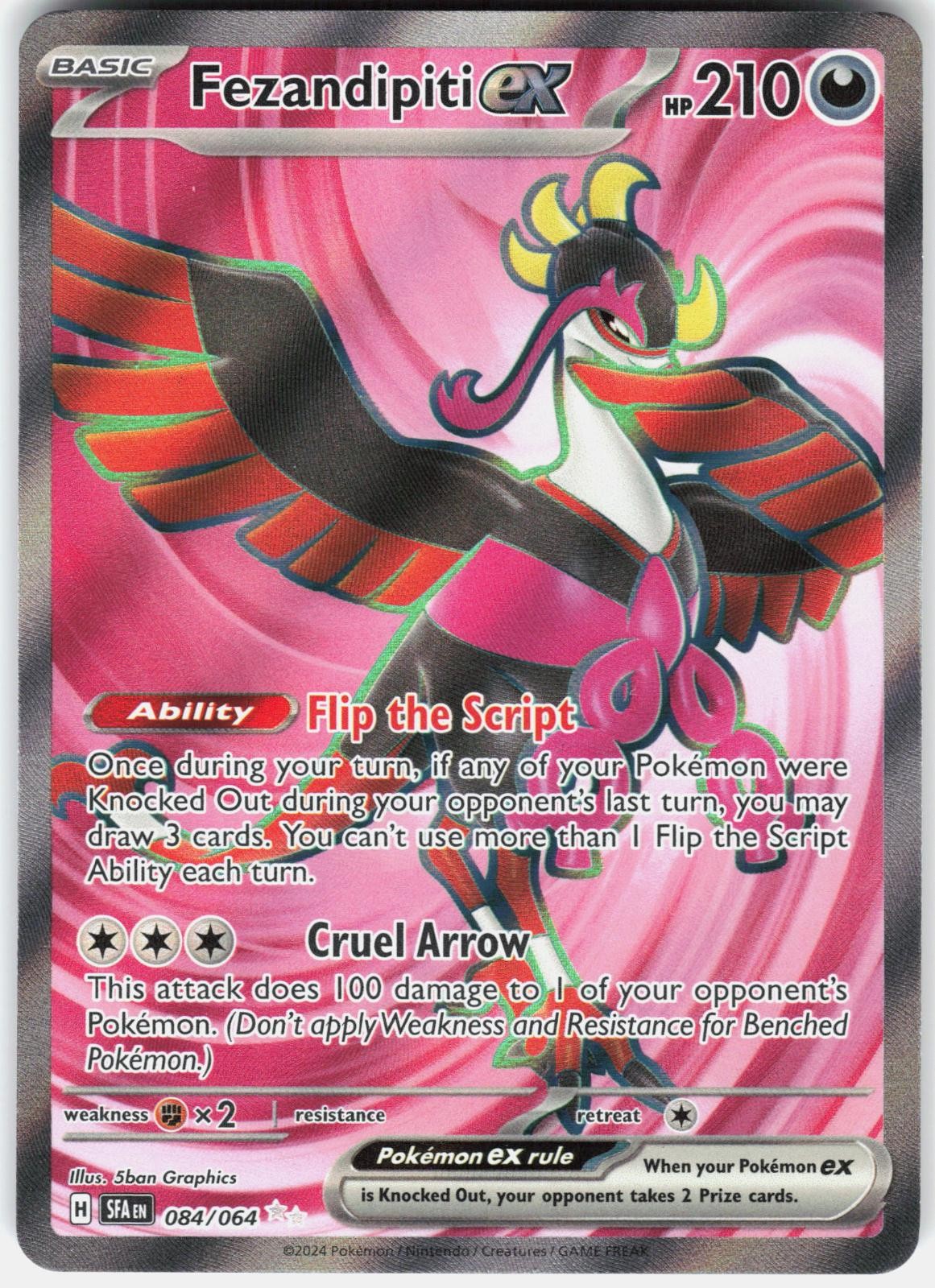 Pokemon Fezandipiti ex 084/064 Ultra Rare Shrouded Fable Pokemon Holo Near Mint